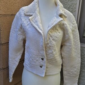 Paco Soler Vintage White Quilted Cardigan Sweater